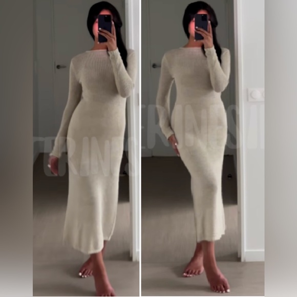 ZARA ~ LONG KNIT DRESS WITH METALLIC THREAD DETAIL - Picture 4 of 14